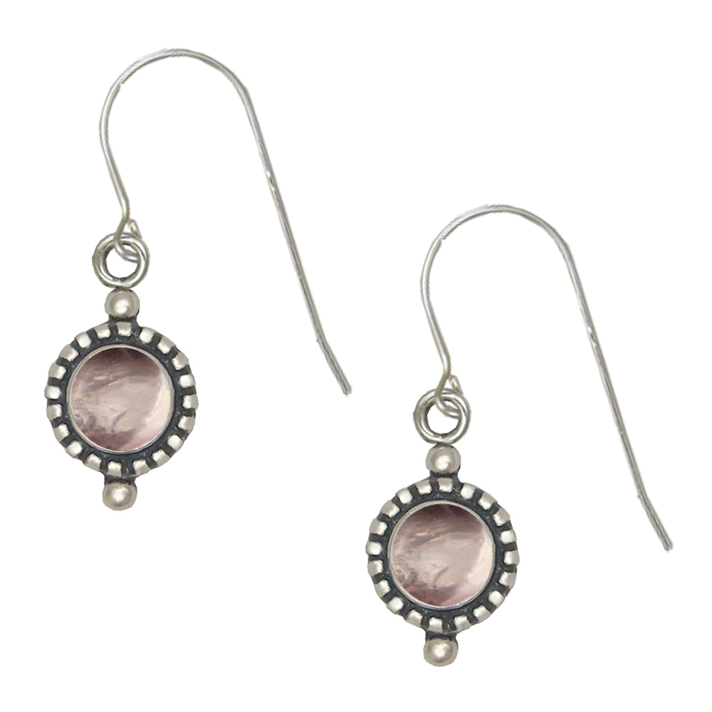 Sterling Silver Little Rose Quartz Gemstone Drop Dangle Earrings